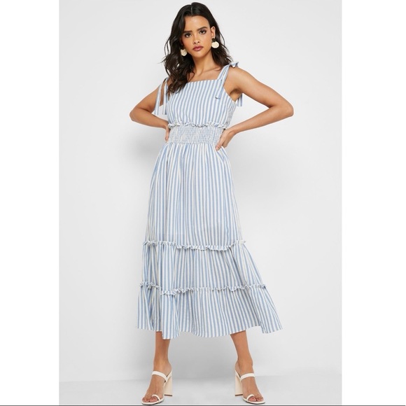 Vici Dresses & Skirts - Vici English Factory Striped Tie Shoulder Maxi Dress Sz. S